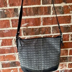 Coach SoHo Signature Mini C Jacquard/Leather Crossbody Bag Black & Gray ‘07